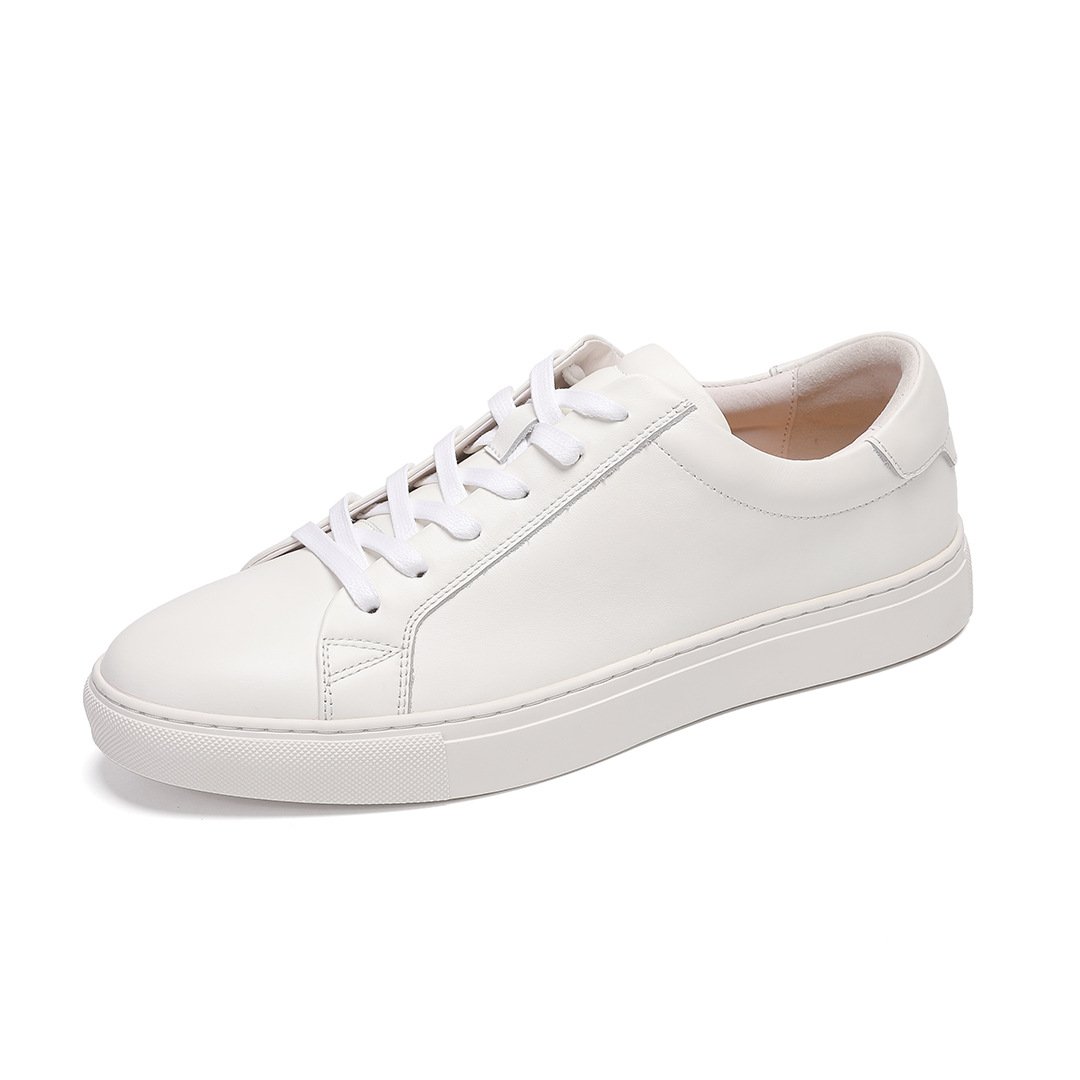 Minimalist Breathable Leather Sneakers-White
