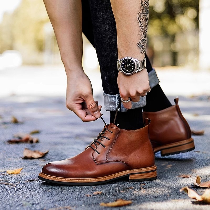 Retro Combat Boots-Dark Coffee-Brown-Black-10