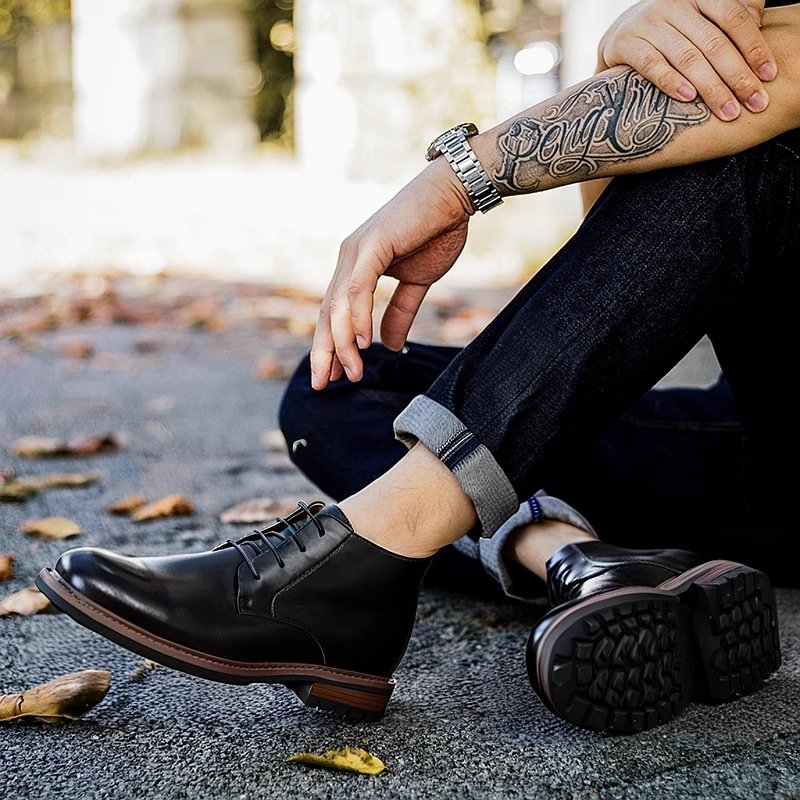 Retro Combat Boots-Dark Coffee-Brown-Black-14