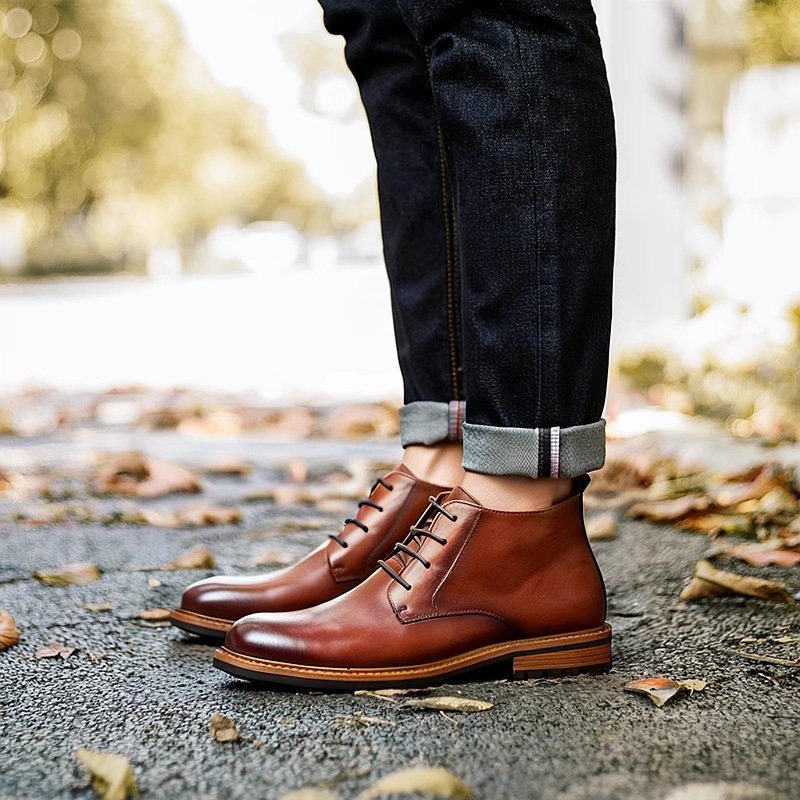 Retro Combat Boots-Dark Coffee-Brown-Black-9