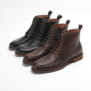 Side-Zip Combat Boots-Black-Brown-1