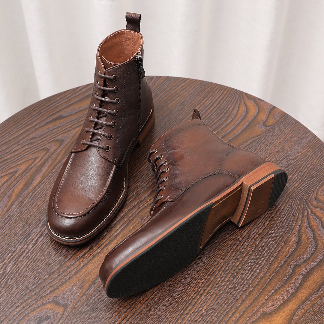 Side-Zip Combat Boots-Black-Brown-11