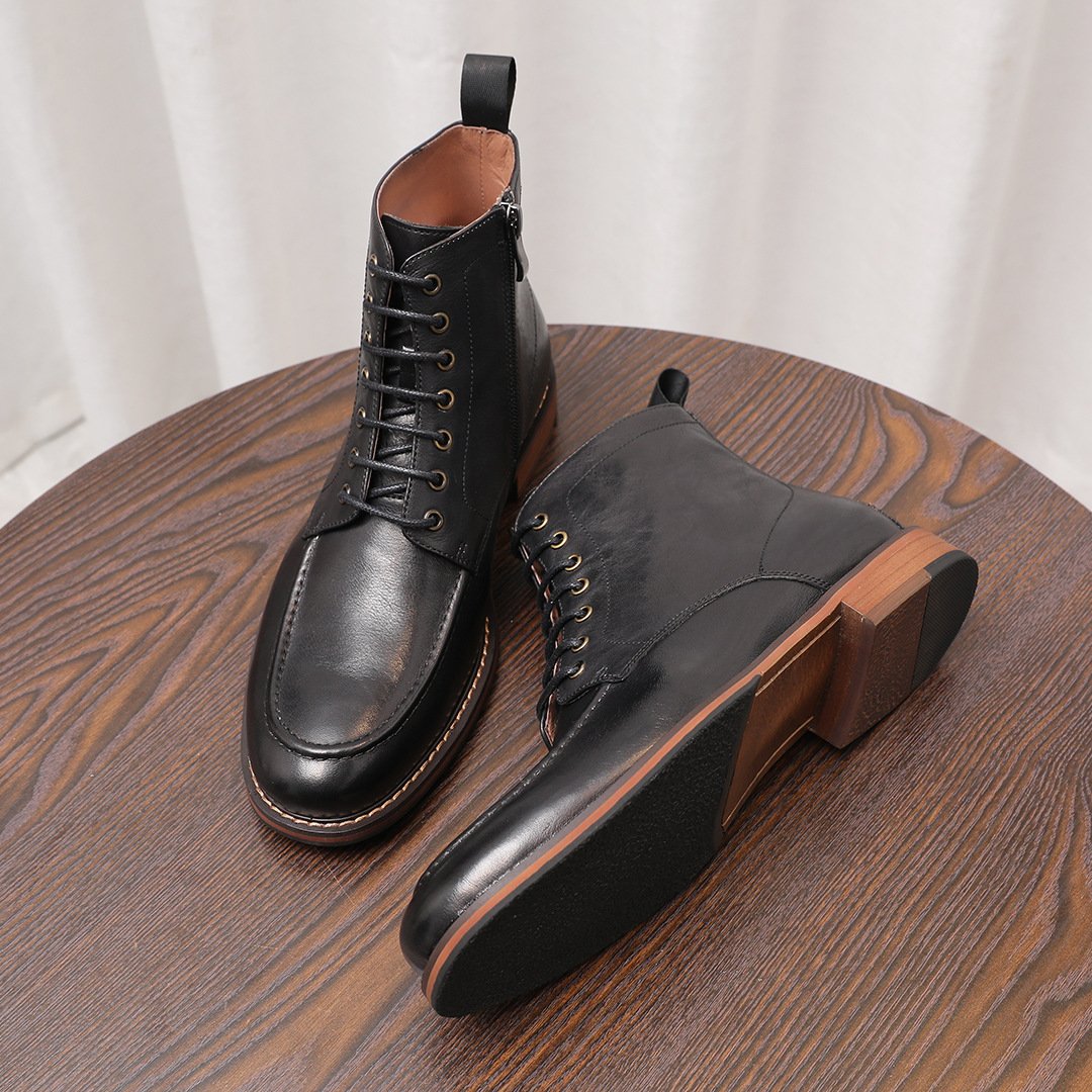 Side-Zip Combat Boots-Black-Brown-8