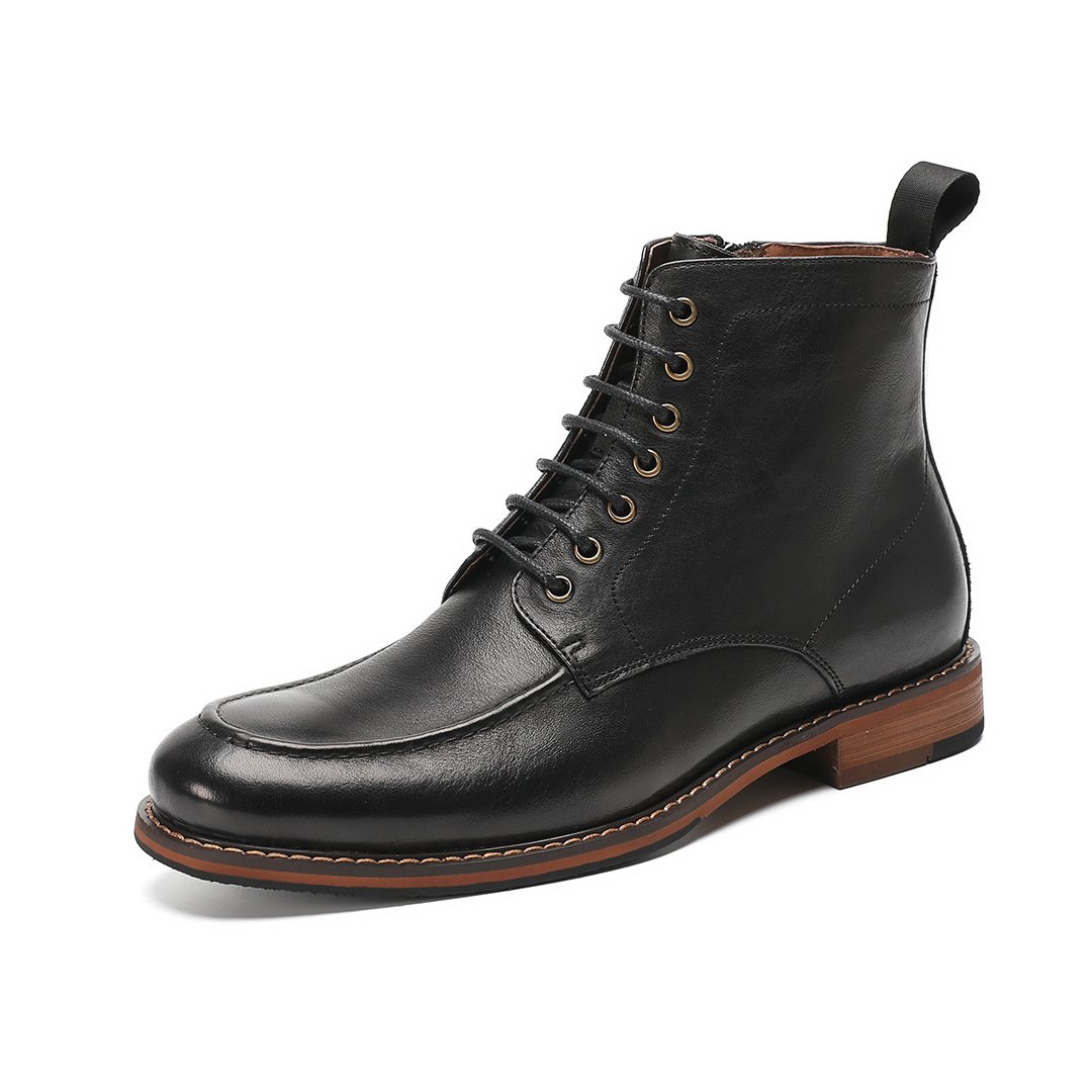 Side-Zip Combat Boots-Black